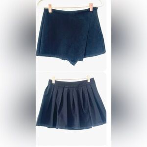 Forever 21 Black Faux Suede Mini Skirt Skort Fit Flare A Line LOT OF 2 S